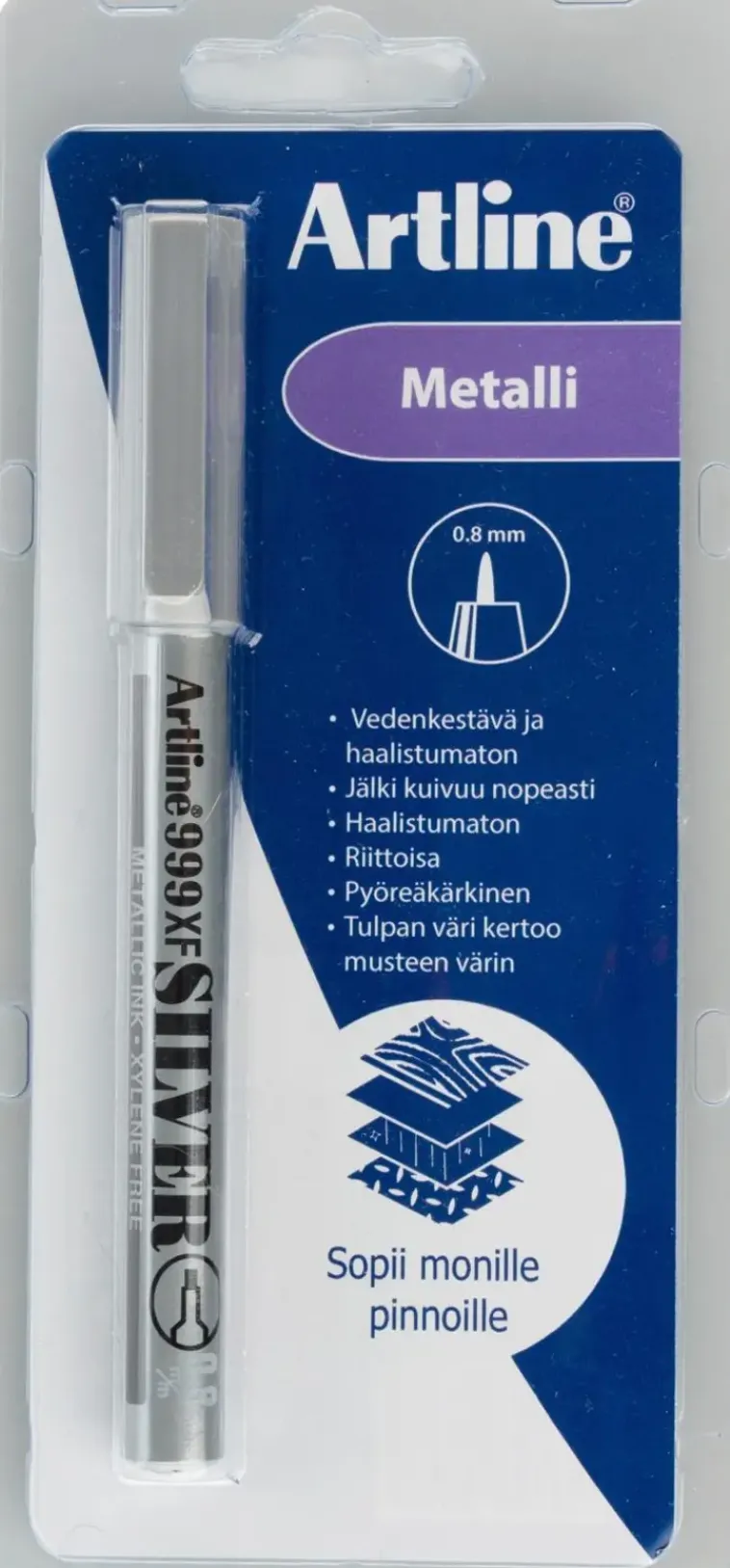 Artline Toimistotarvikkeet>Huopakyna 9 0,8Mm Hopea