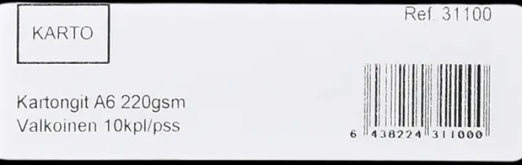 Karto Askartelutarvikkeet<Askartelunki A4 220 Gsm Valkoinen 10 Ark/Pss