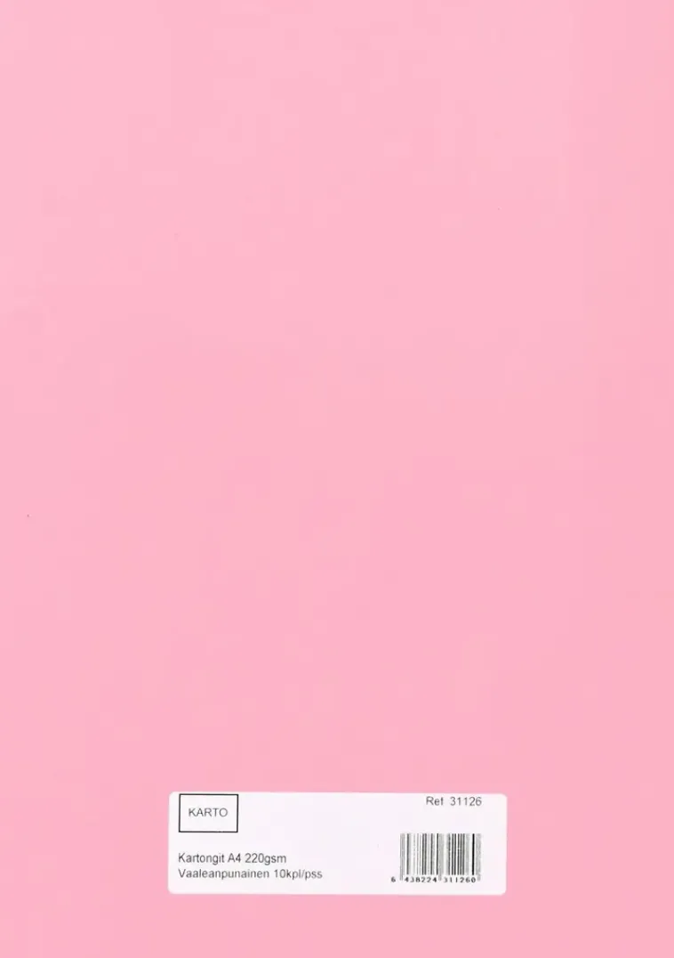 Karto Askartelutarvikkeet<Askartelunki A4 220 Gsm Vaalean Punainen 10 Ark/Pss