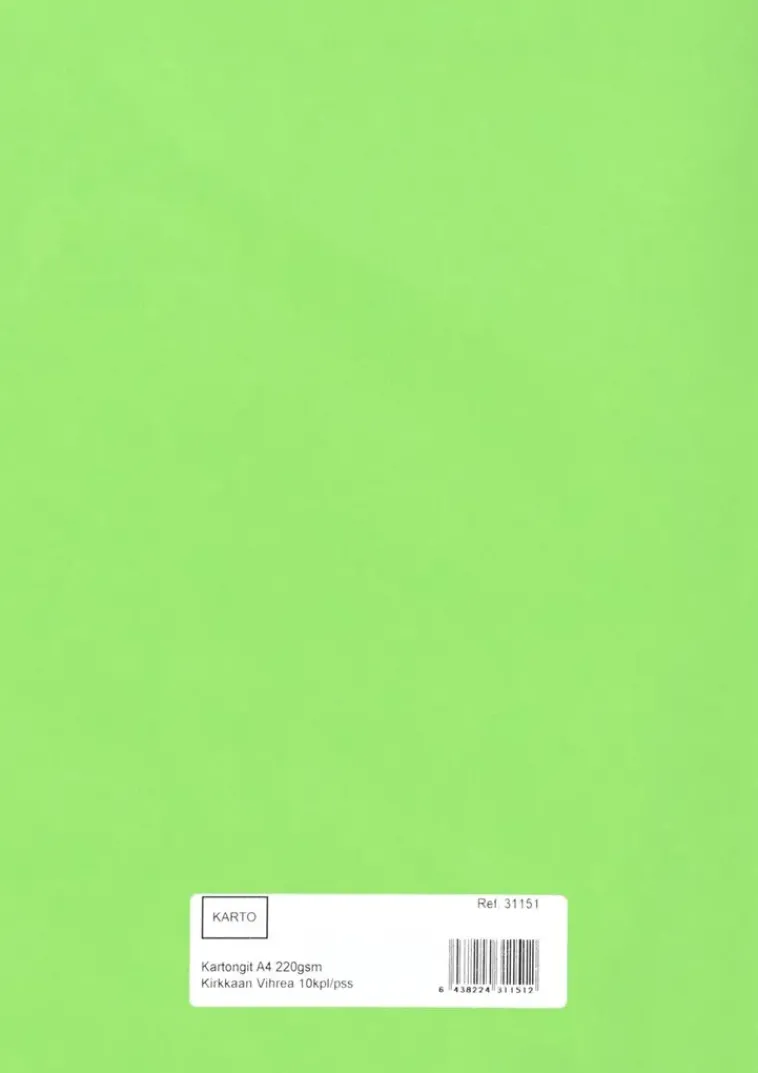 Karto Askartelutarvikkeet<Askartelunki A4 220 Gsm Kirkkaan Vihrea 10 Ark/Pss