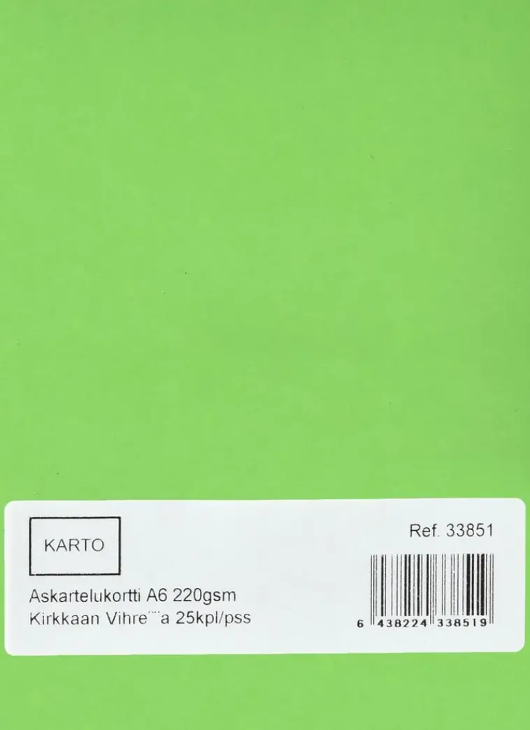 Karto Askartelutarvikkeet<Askartelukortti A6 220 Gsm Kirkkaan Vihrea 25 Kpl/Pss