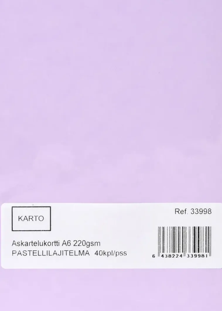 Karto Askartelutarvikkeet<Askartelukortti A6 220 Gsm Pastellilajitelma 40 Kpl/Pss