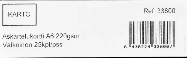 Karto Askartelutarvikkeet<Askartelukortti A6 220 Gsm Valkoinen 25 Kpl/Pss