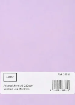 Karto Askartelutarvikkeet<Askartelukortti A6 220 Gsm Vaalean Lila 25 Kpl/Pss