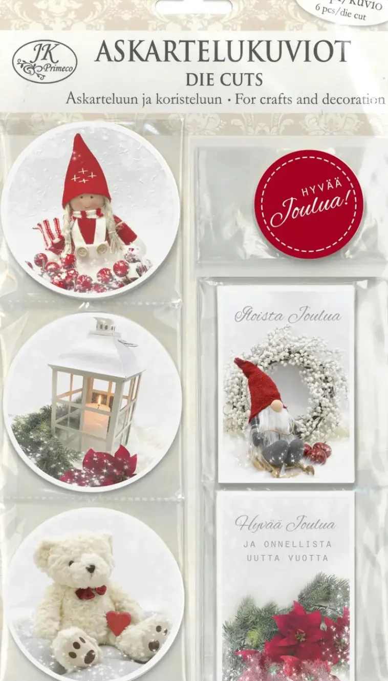 J.K. Primeco Askartelutarvikkeet>Askartelukuvio Joulukuvat Ja Teksti Punainen