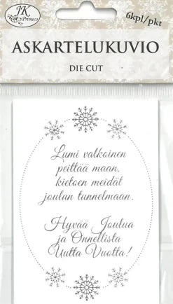 J.K. Primeco Askartelutarvikkeet>Askartelukuvio Jouluteksti Hopeafolio 6Kpl/Pkt