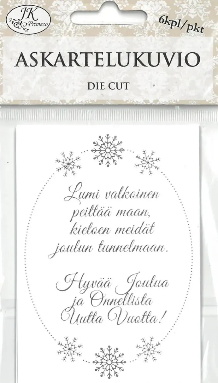 J.K. Primeco Askartelutarvikkeet>Askartelukuvio Jouluteksti Hopeafolio 6Kpl/Pkt