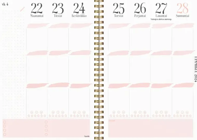 Burde Kalenterit>Kalenteri 2024 Life Planner Pink