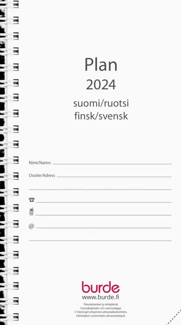 Burde Kalenterit>Kalenteri 2024 Plan Musta Keinonahka (Kaksikielinen)