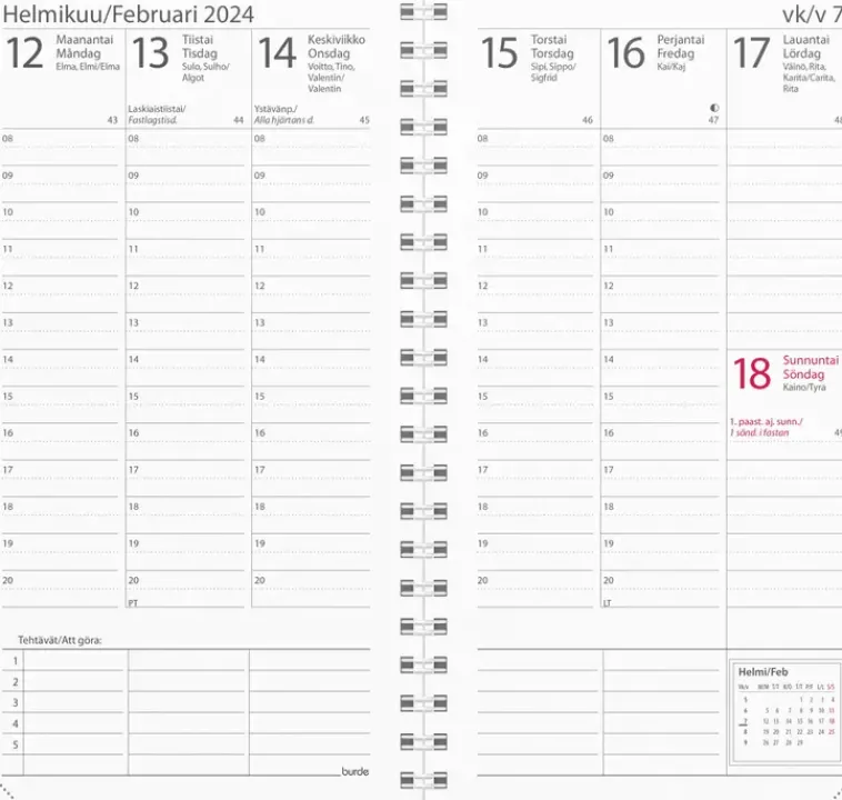 Burde Kalenterit>Kalenteri 2024 Plan Musta Keinonahka (Kaksikielinen)