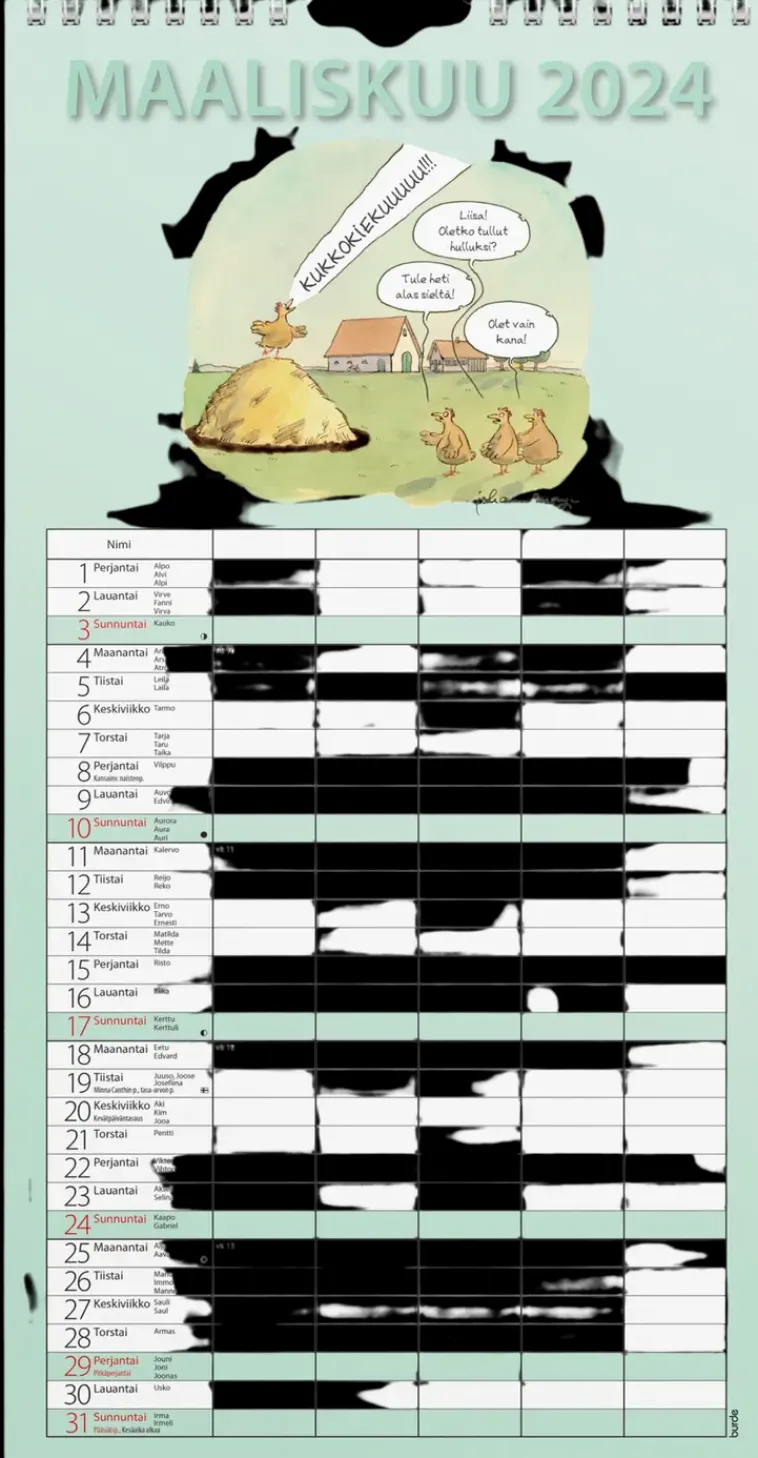 Burde Kalenterit>Perhekalenteri 2024 Perhekalenteri Hauska Paperitaskulla
