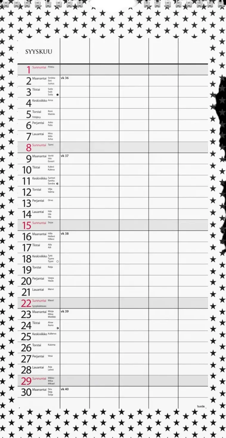 Burde Kalenterit>Perhekalenteri 2024 Perhekalenteri Moderni Paperitaskulla