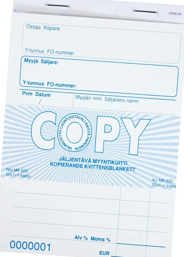 Copy Paperitarvikkeet>Myyntikuitti Itsejaljentava Numeroitu A6