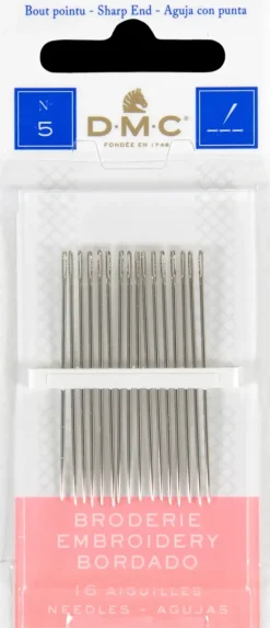 DMC Käsityötarvikkeet>Teravakarkinen Koruompeluneula 5 Kakienlaisille Kankaille