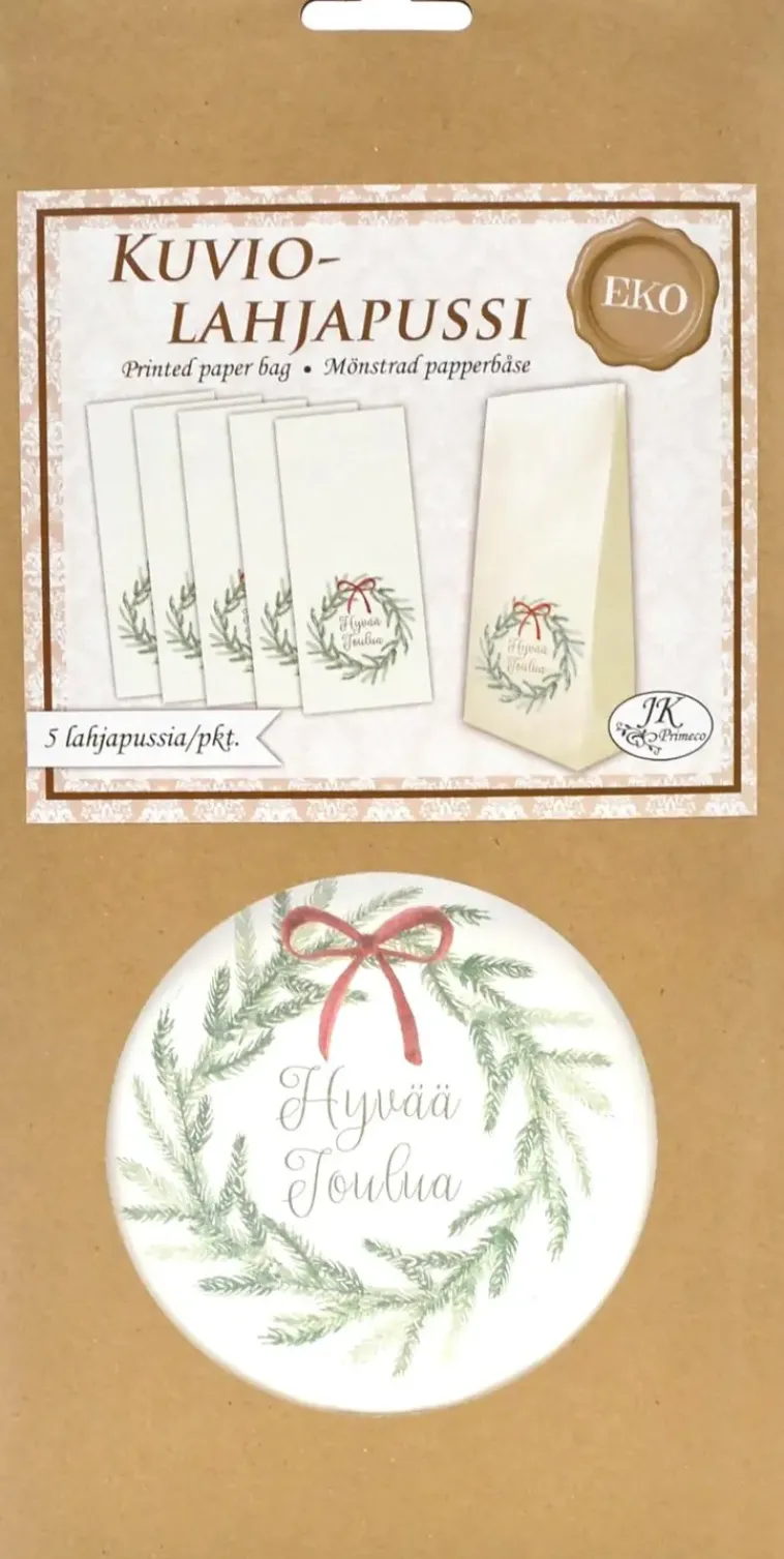 J.K. Primeco Askartelutarvikkeet>Eko Lahjapussi Kranssi 5Kpl/Ptk