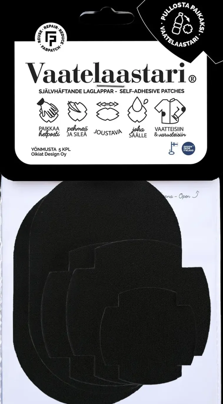 FabPatch Käsityötarvikkeet>Vaatelaastari, Yonmusta - Helppo, Hankaamalla Kiinnittyva Tekstiilien Korjauspaikka