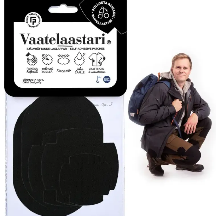 FabPatch Käsityötarvikkeet>Vaatelaastari, Yonmusta - Helppo, Hankaamalla Kiinnittyva Tekstiilien Korjauspaikka