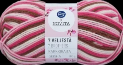 Novita Käsityötarvikkeet>Fazer X Neulelanka 7 Veljesta Karkkiraita Geisha