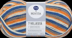 Novita Käsityötarvikkeet>Fazer X Neulelanka 7 Veljesta Karkkiraita Kiss Kiss