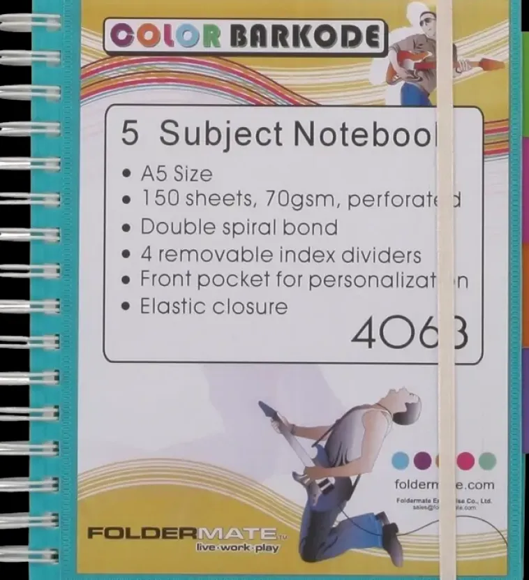 Foldermate Paperitarvikkeet>Color Barkode Kierremuistikirja Viivallinen A5 Varilajitelma