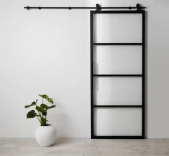 Habo Säilytyskalusteet<Ovi Square 900X2133X28 Musta /Lasi