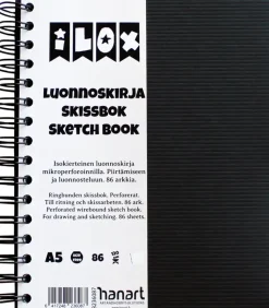 Ilox Askartelutarvikkeet>Kierreluonnoskirja A5 120G(86) Musta Design