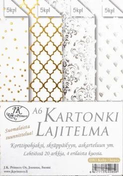 J.K. Primeco Askartelutarvikkeet<A6 Kartonkilajitelma Kulta-/Hopeafolio 20Ark