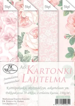 J.K. Primeco Askartelutarvikkeet<A6 Kartonkilajitelma Roosa 20Ark.