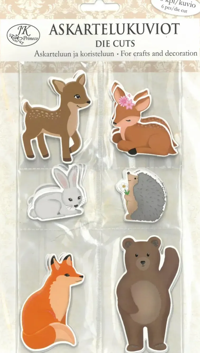J.K. Primeco Askartelutarvikkeet>Askartelukuviot Elaimet 6Kpl/Kuvio