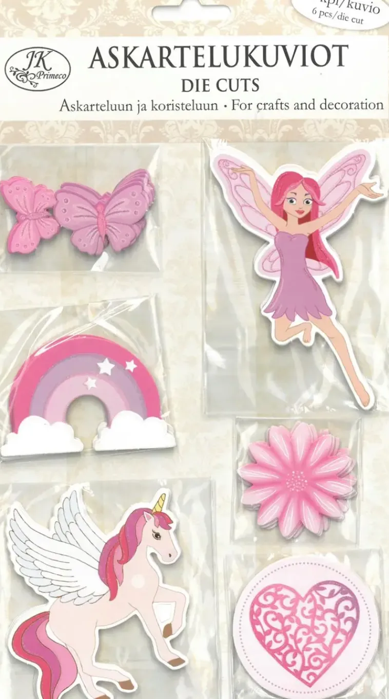 J.K. Primeco Askartelutarvikkeet>Askartelukuviot Liila/Pinkki 6Kpl/Kuvio