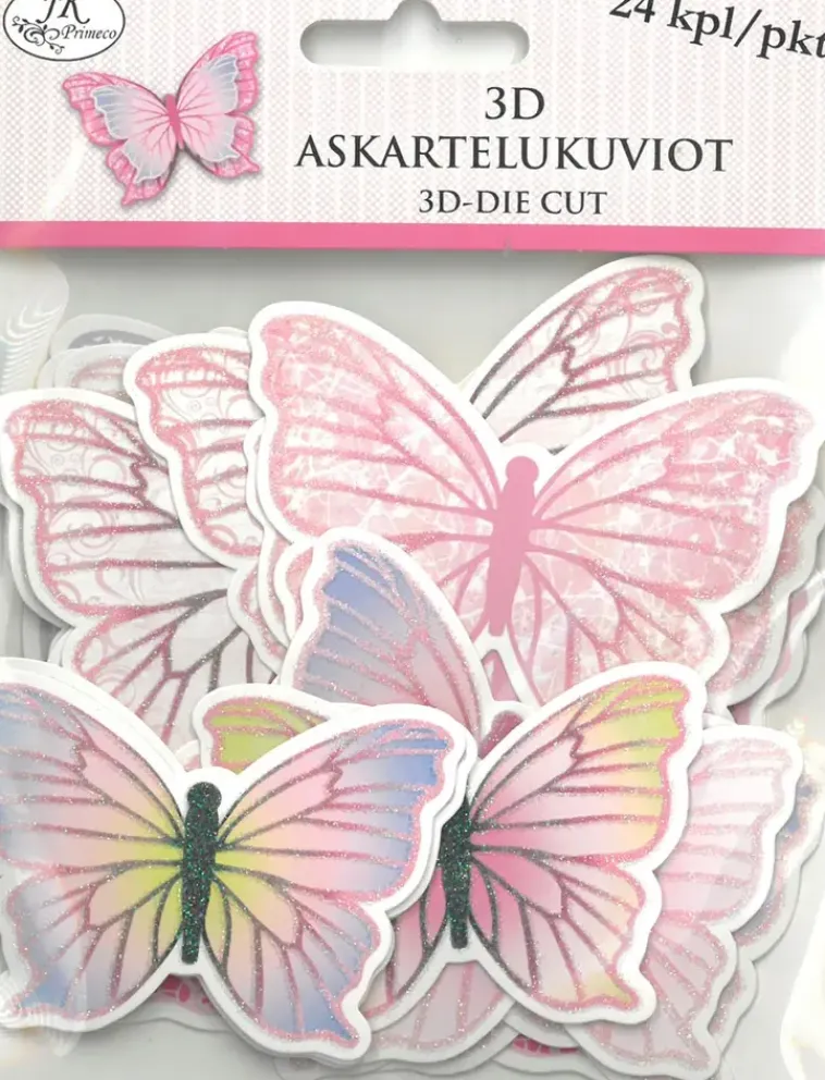 J.K. Primeco Askartelutarvikkeet<3D Askartelukuviot Perhonen 24Kpl/Pkt