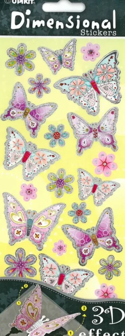 J.K. Primeco Askartelutarvikkeet>3D Tarra-Arkki Perhoset