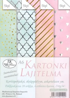 J.K. Primeco Askartelutarvikkeet<Kartonkilajitelma A6 Folio Pastelli 20 Ark