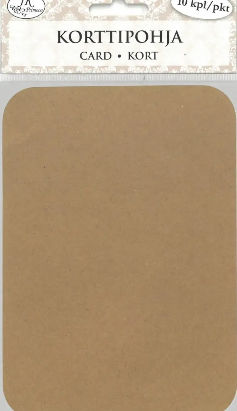 J.K. Primeco Askartelutarvikkeet<Korttipohja A6 Pyorea Reuna Uusioruskea 10 Kpl