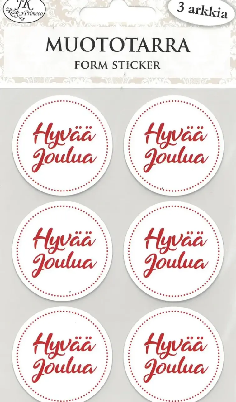J.K. Primeco Askartelutarvikkeet<Muototarra Hyvaa Joulua Punavalkoinen 3 Ark