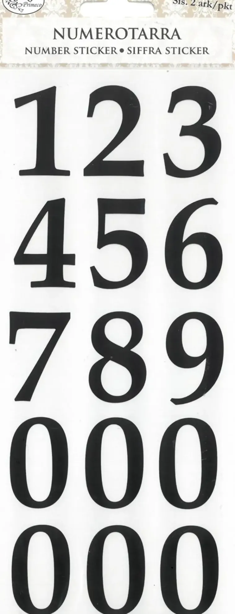 J.K. Primeco Askartelutarvikkeet<Numerotarra Keskikoko 2Ark