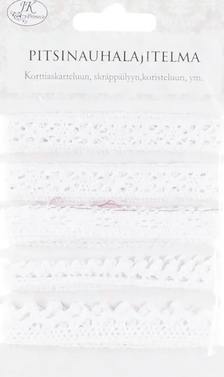 J.K. Primeco Askartelutarvikkeet<Pitsinauhalajitelma Valkoinen