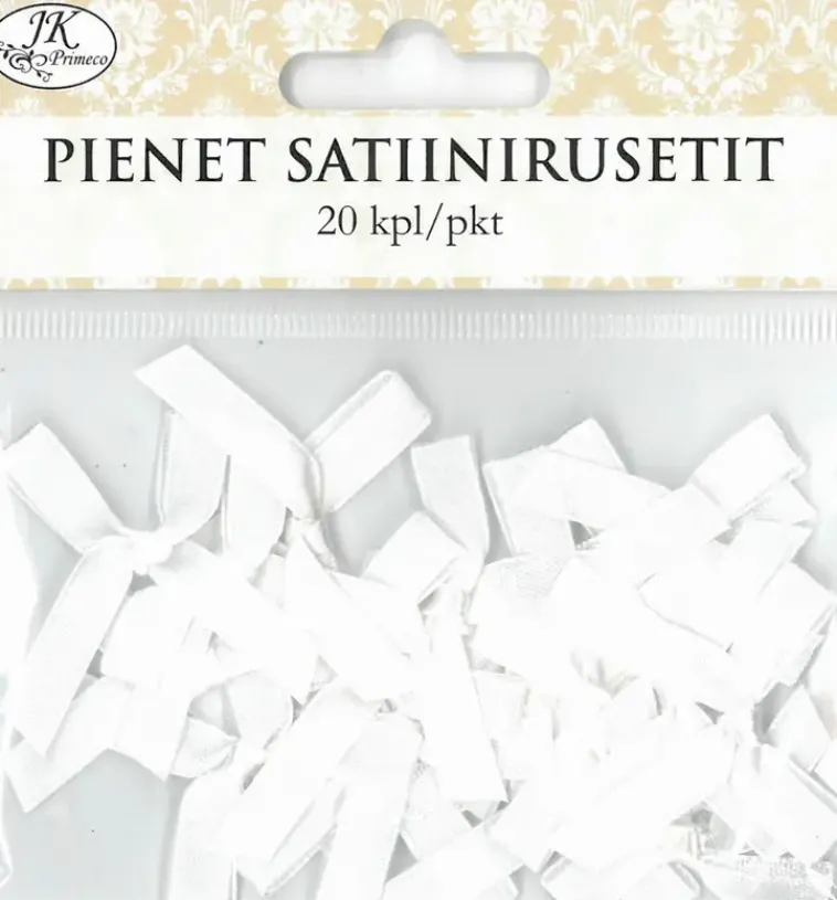 J.K. Primeco Askartelutarvikkeet>Satiinirusetit Pieni Valkoinen 20Kpl/Pkt