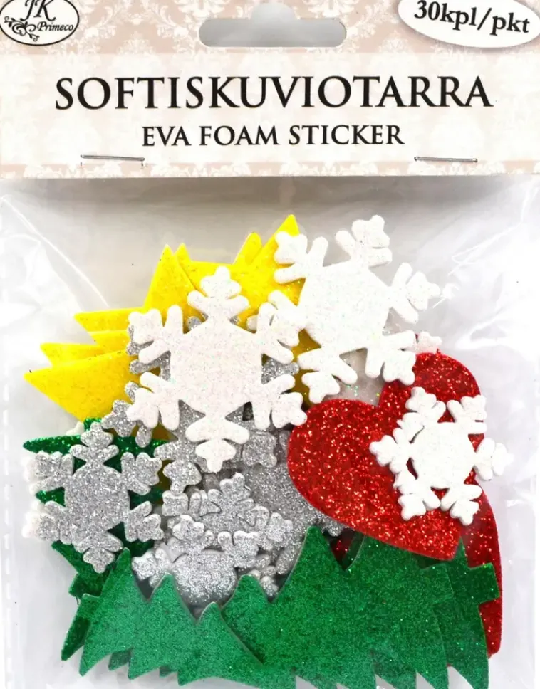 J.K. Primeco Askartelutarvikkeet<Softiskuviotarra Joulu Glitter 30 Kpl