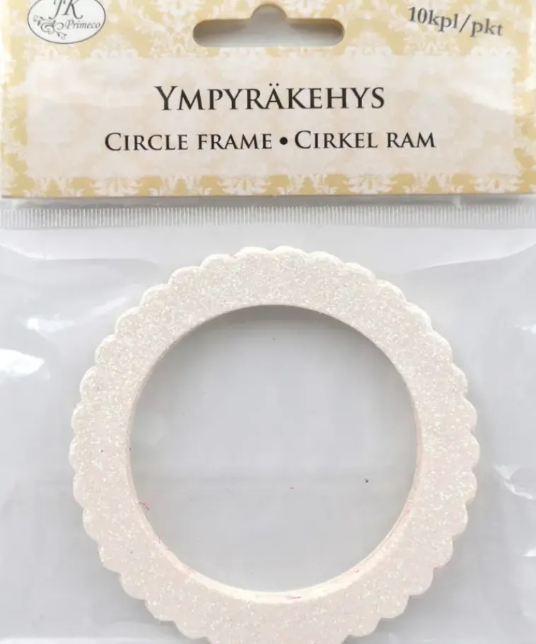 J.K. Primeco Askartelutarvikkeet<Ympyrakehys Glitter Valkoinen 10Kpl/Pkt