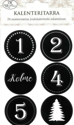 J.K. Primeco Askartelutarvikkeet>Joulukalenteritarra Musta 4Ark/Pkt