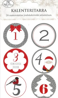 J.K. Primeco Askartelutarvikkeet>Joulukalenteritarra Punaharmaa