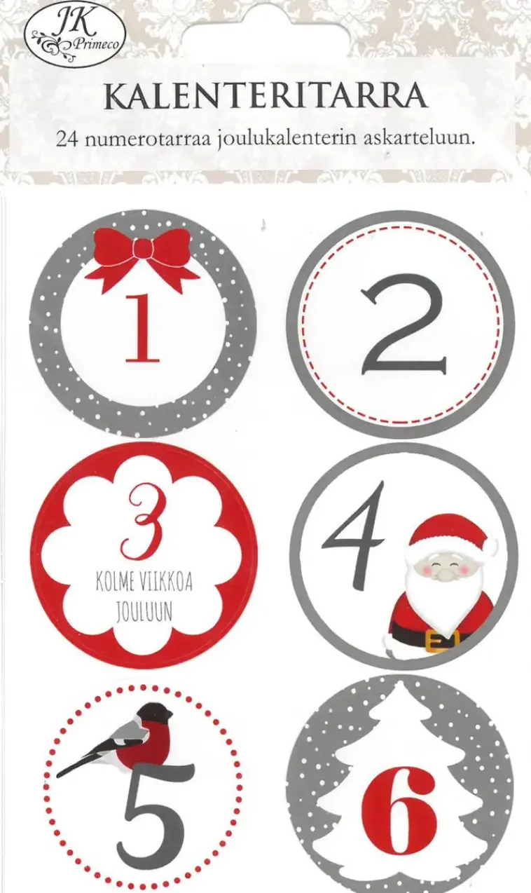 J.K. Primeco Askartelutarvikkeet>Joulukalenteritarra Punaharmaa