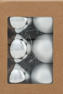 NNX Sesonkijuhlatarvikkeet>Joulupallo Hopea 12Kpl 5Cm