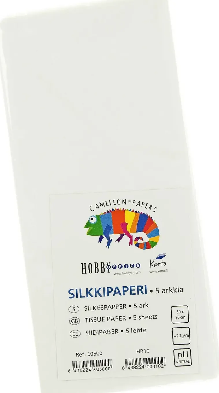 Karto Askartelutarvikkeet<Silkkipaperi Valkoinen 50X70Cm 5Ark/Pkt