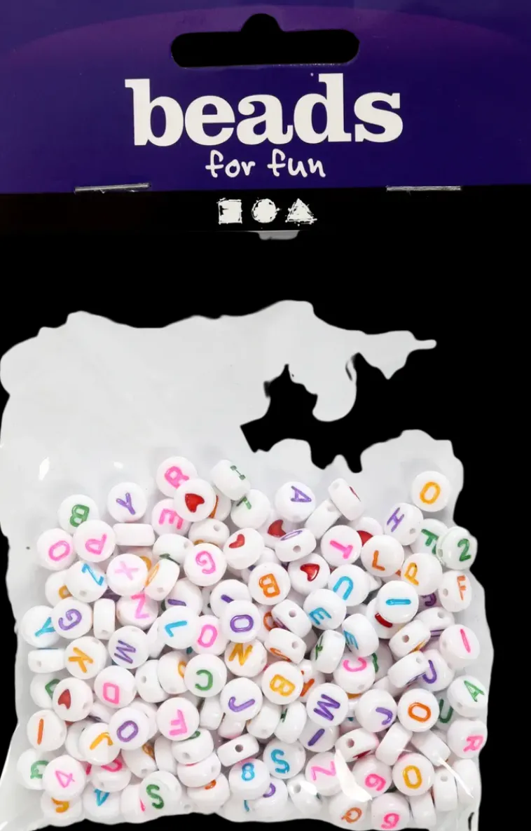 Ei merkkiä Askartelutarvikkeet<Kirjainhelmet 7Mm, Valk/Varilajitelma 25G