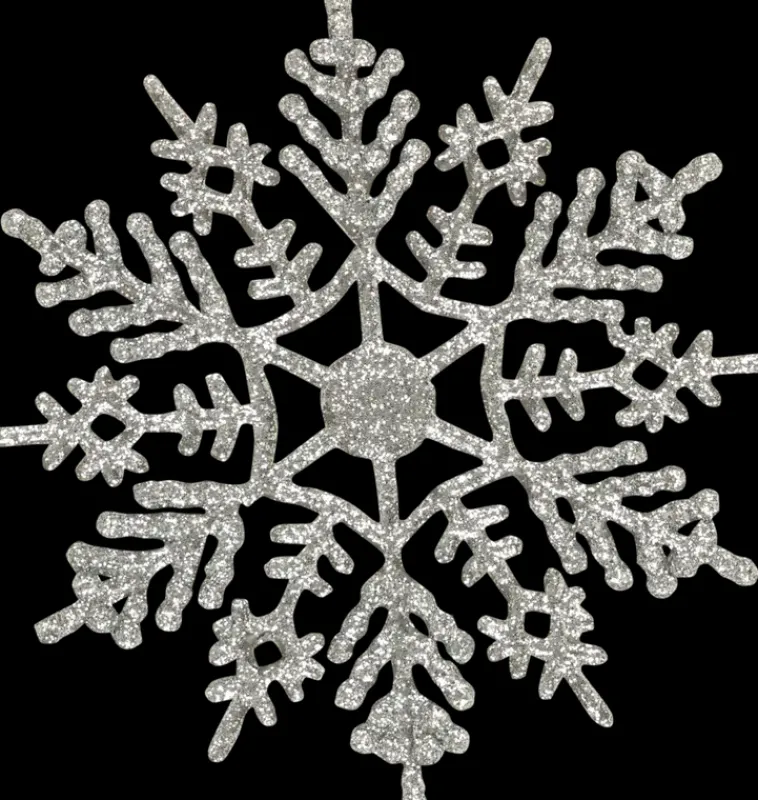 NNX Sesonkijuhlatarvikkeet>Koriste Lumihiutale Glitter Hopea 6Kpl M