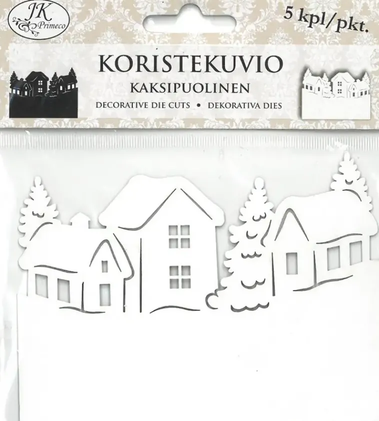 J.K. Primeco Askartelutarvikkeet>Koristekuvio Kyla Mustavalkoinen 5 Kpl/Pkt