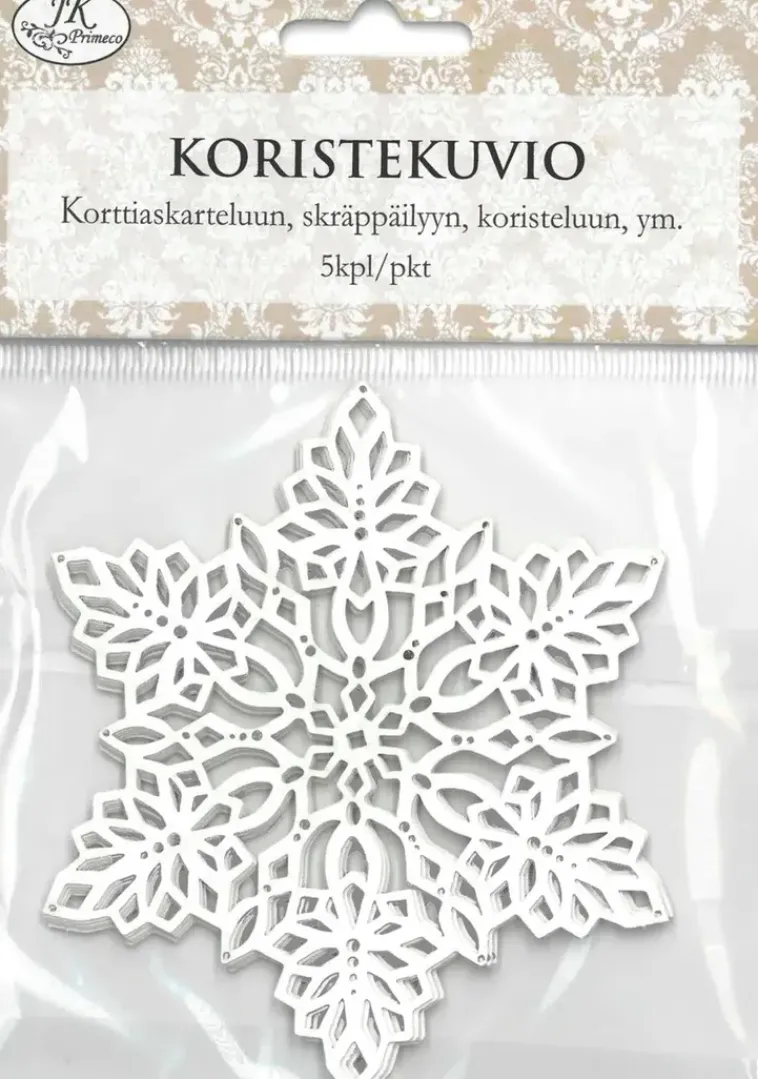 J.K. Primeco Askartelutarvikkeet>Koristekuvio Lumihiutale Valk. 5Kpl/Pkt