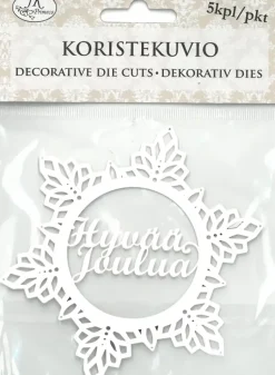 J.K. Primeco Askartelutarvikkeet>Koristekuvio Lumihiutale+Teksti 5Kpl/Pkt